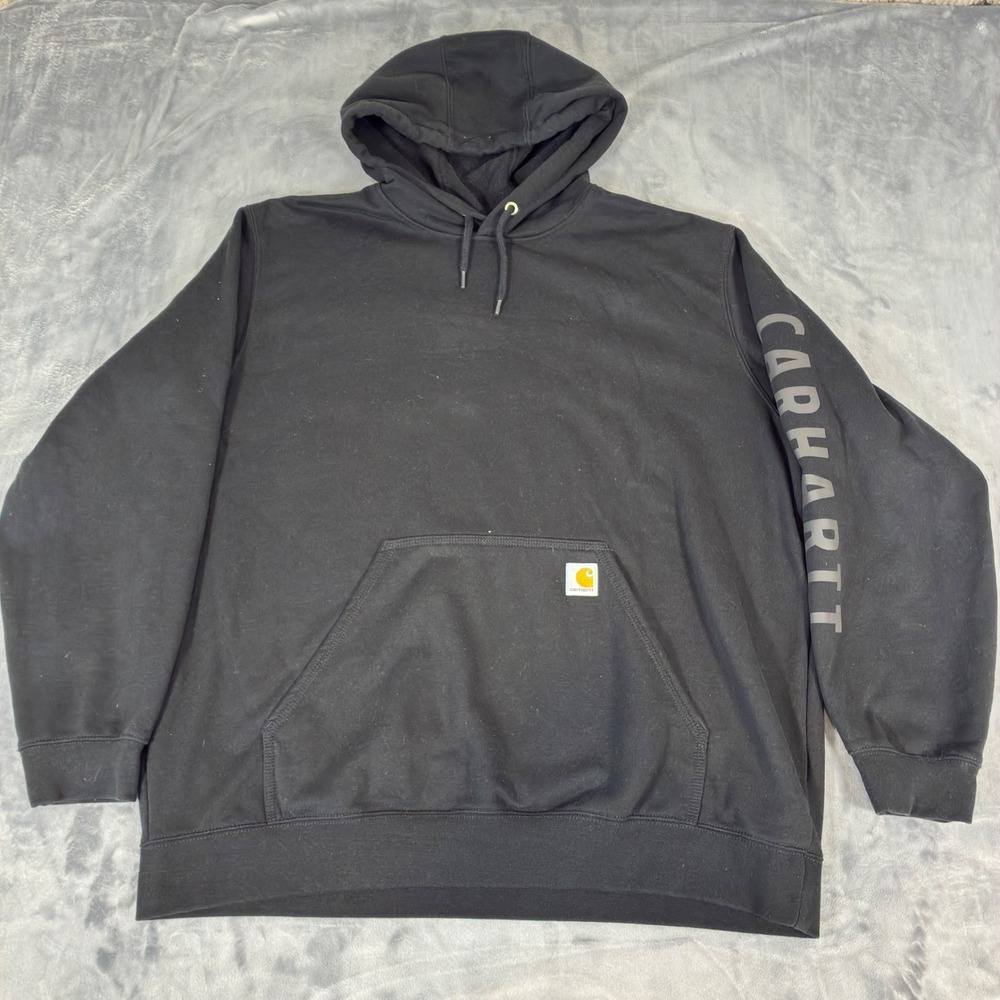 Carhartt Hoodie Mens 2XL Black Rain Defender Loose Fit Graphic TS7030-M